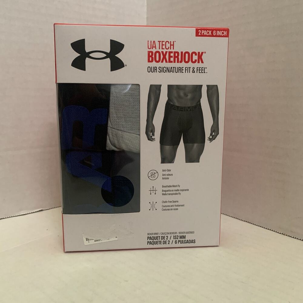 Under Armour Tech Men's Size 5XL 6" Boxerjock Boxer Brief 2 In Pack Brand New